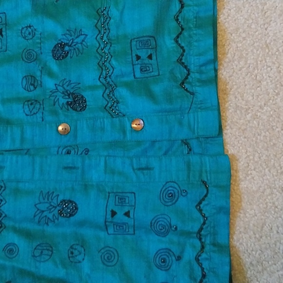 Bleu Bayou Torquoise 100% Silk Jacket - Picture 4 of 4